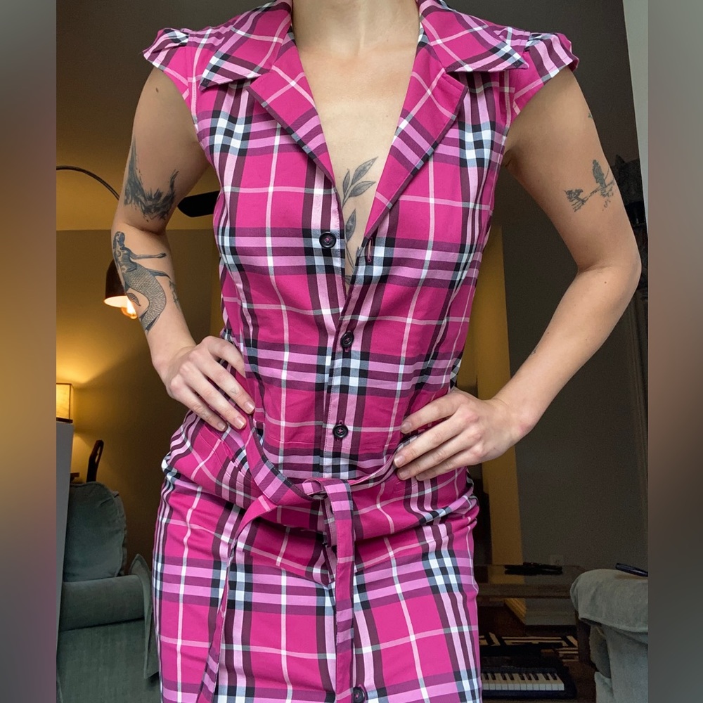 Burberry London Plaid Print Midi Length Dress!